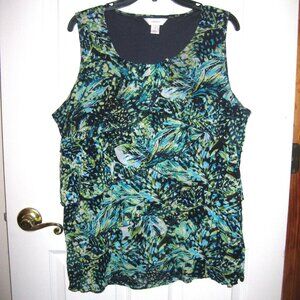 CJ Banks Womens Tiered Ruffled front Knit Tank Top Size 1X lined